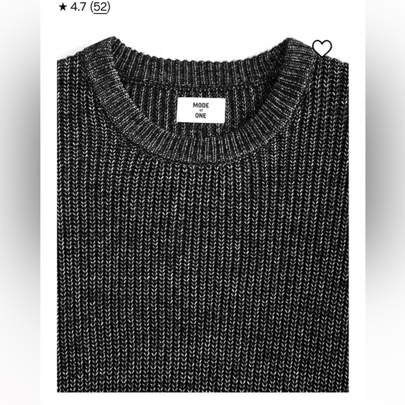 Men’s long sleeve crewneck sweater - color Deep Black - Picture 3 of 3